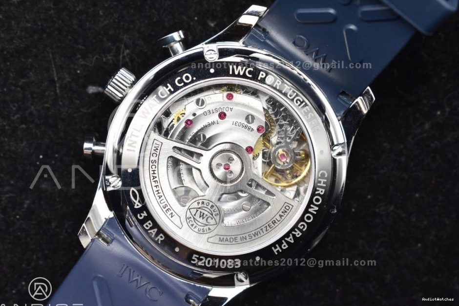 WeatherProof A Blue Chrono Dial Best 1:1 1011 Rubber Edition on Blue White Portuguese IW3716 Z+F Strap 0522